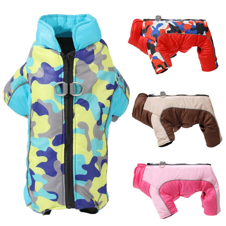 Dog supplies: premium warm & waterproof winter jacket with reflective safety features for pets.