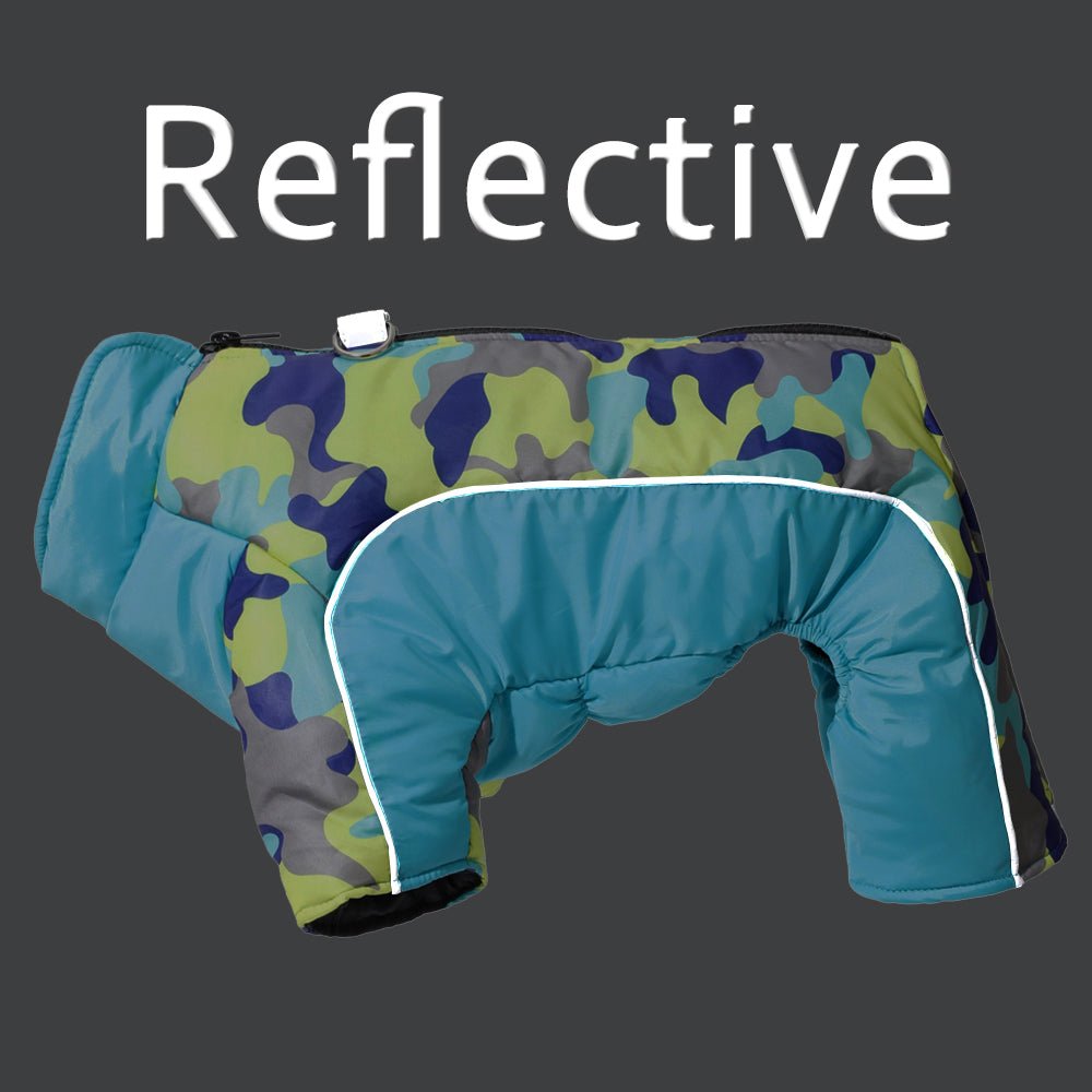 Premium warm dog jacket, waterproof & reflective, designed for ultimate winter comfort and safety.