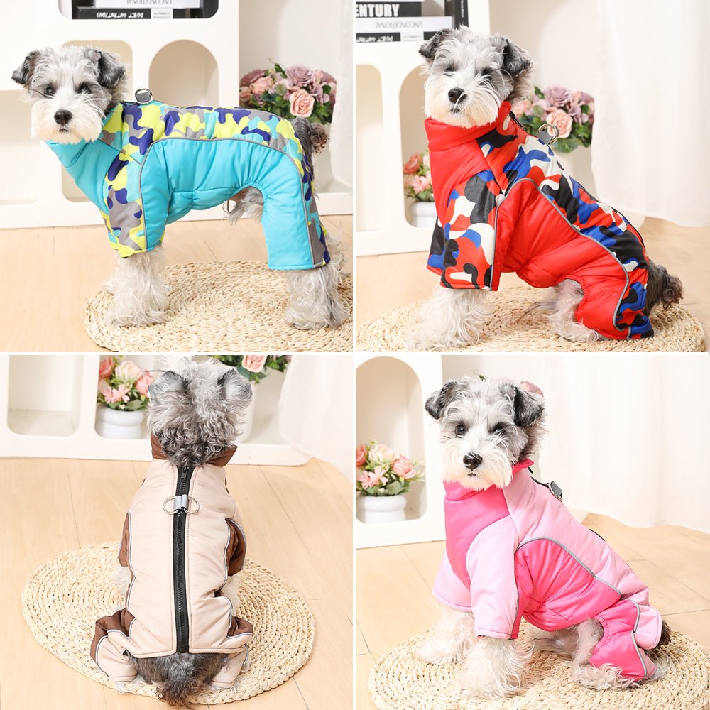 Reflective dog jacket for winter, offering warmth, waterproof protection & high visibility.