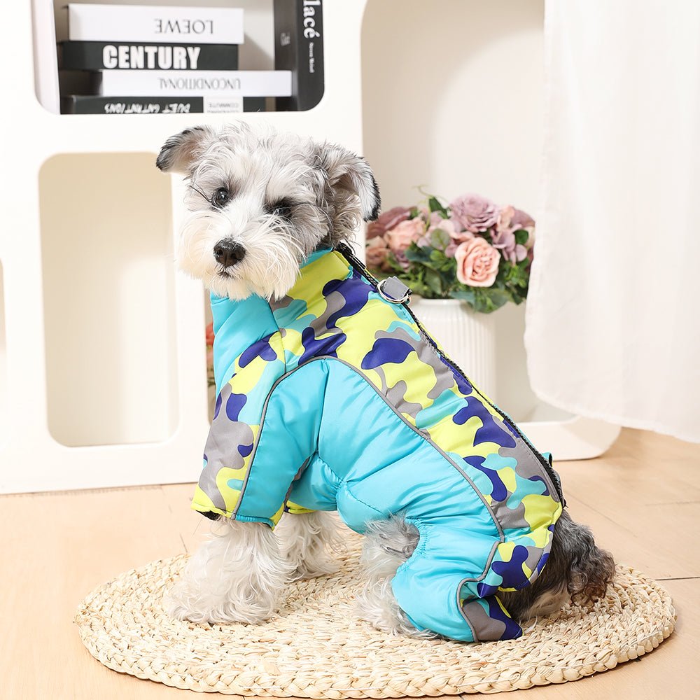 Adjustable warm dog jacket, waterproof & reflective, perfect for outdoor winter adventures.