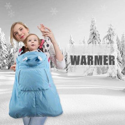 Warm, windproof baby carrier cover with hood for infant comfort, outdoor baby gear