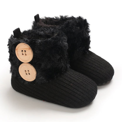 Warm winter baby shoes, non-slip sole, cozy plush interior, unisex design