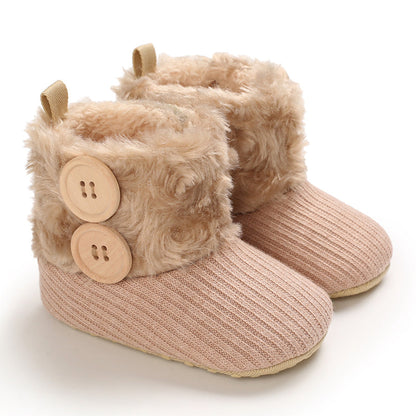 Soft plush lined non-slip winter boots for toddlers, warm and unisex