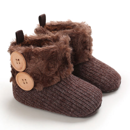 Unisex baby warm winter boots, non-slip tread, soft plush interior, toddler footwear