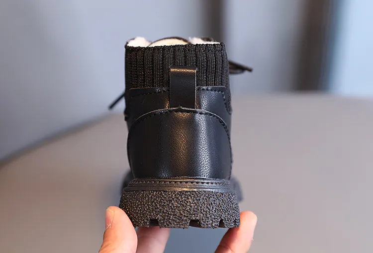 Toddler unisex cotton boots for cold weather, zipper access, comfortable and protective.