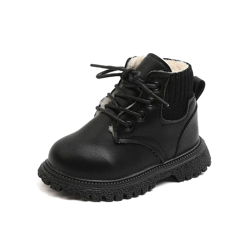 Warm unisex toddler boots with cotton insulation, perfect for snowy days and outdoor fun.