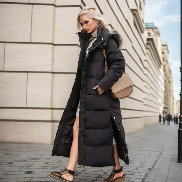 Women's warm long winter coat, a must-have for snowy days.