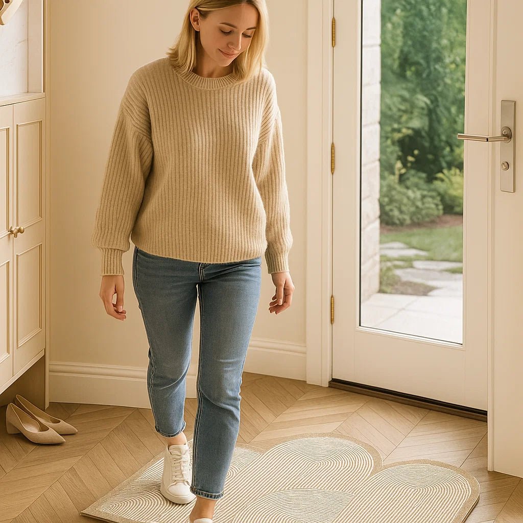 Modern washable non-slip entry mat, great for indoor or outdoor home entryway, enhancing decor.