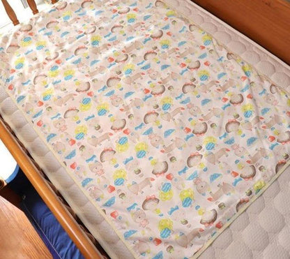 Waterproof infant changing pad, soft cotton top, PVC backing.