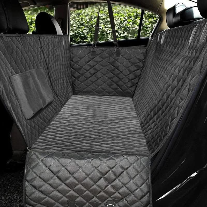 Dog back seat cover, waterproof pet protector, durable & scratch-resistant car accessory for clean travel with pets.