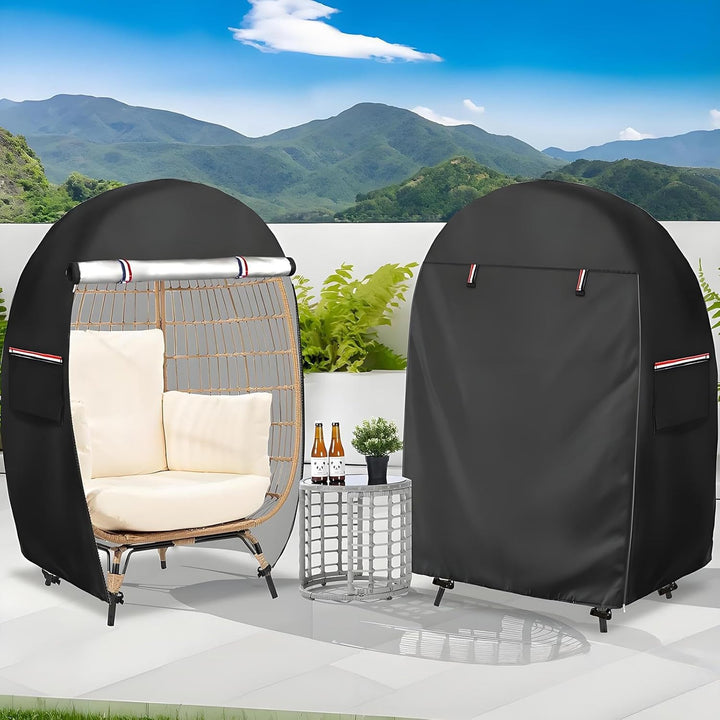 Outdoor furniture accessory: waterproof egg chair cover with double zipper for year-round protection.