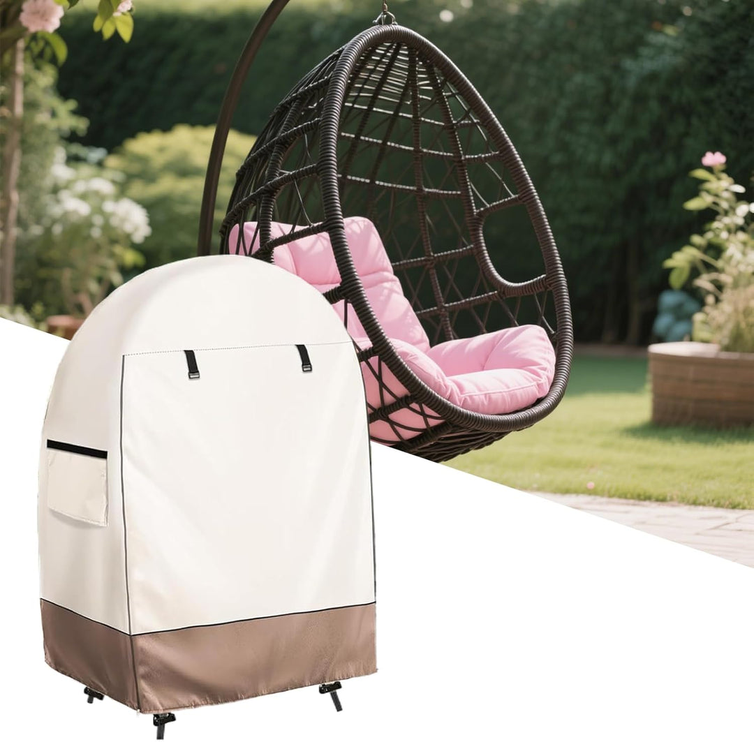 Durable outdoor egg chair cover, weather protection with double zipper for patio furniture.
