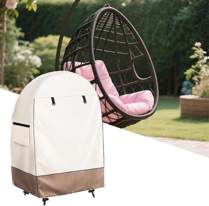Durable outdoor egg chair cover, weather protection with double zipper for patio furniture.
