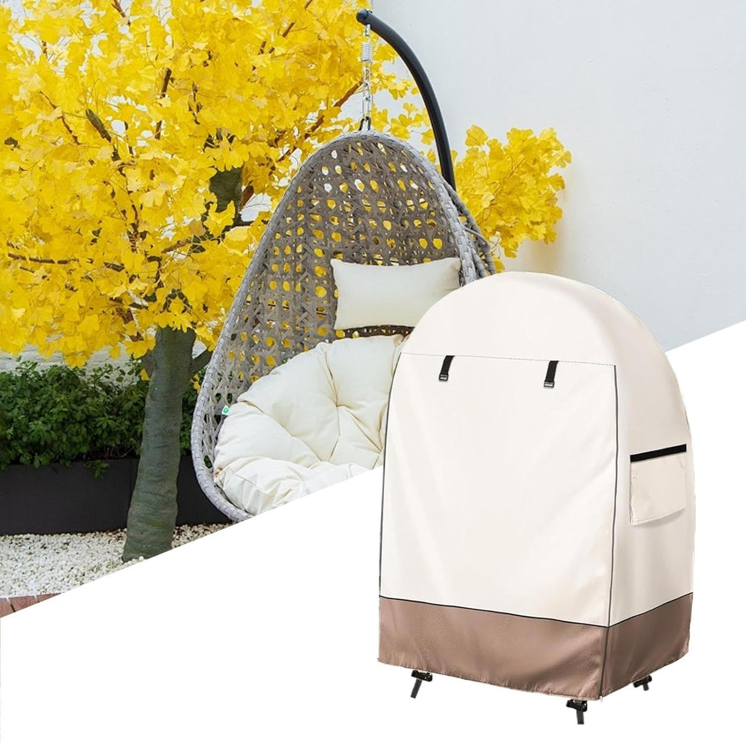 High-quality Solara waterproof egg chair cover for outdoor use, includes convenient double zipper.