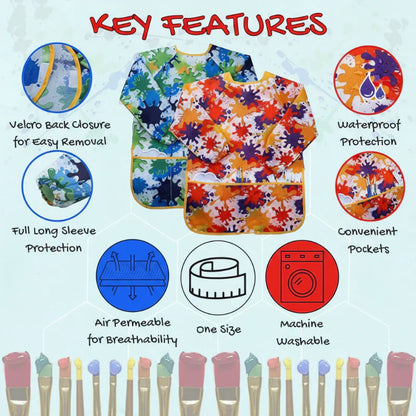 Toddler art smock, waterproof kids painting apron for creative play and child safety
