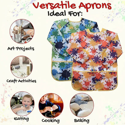 Kids' long sleeve art smock, waterproof for painting, crafts, and messy play