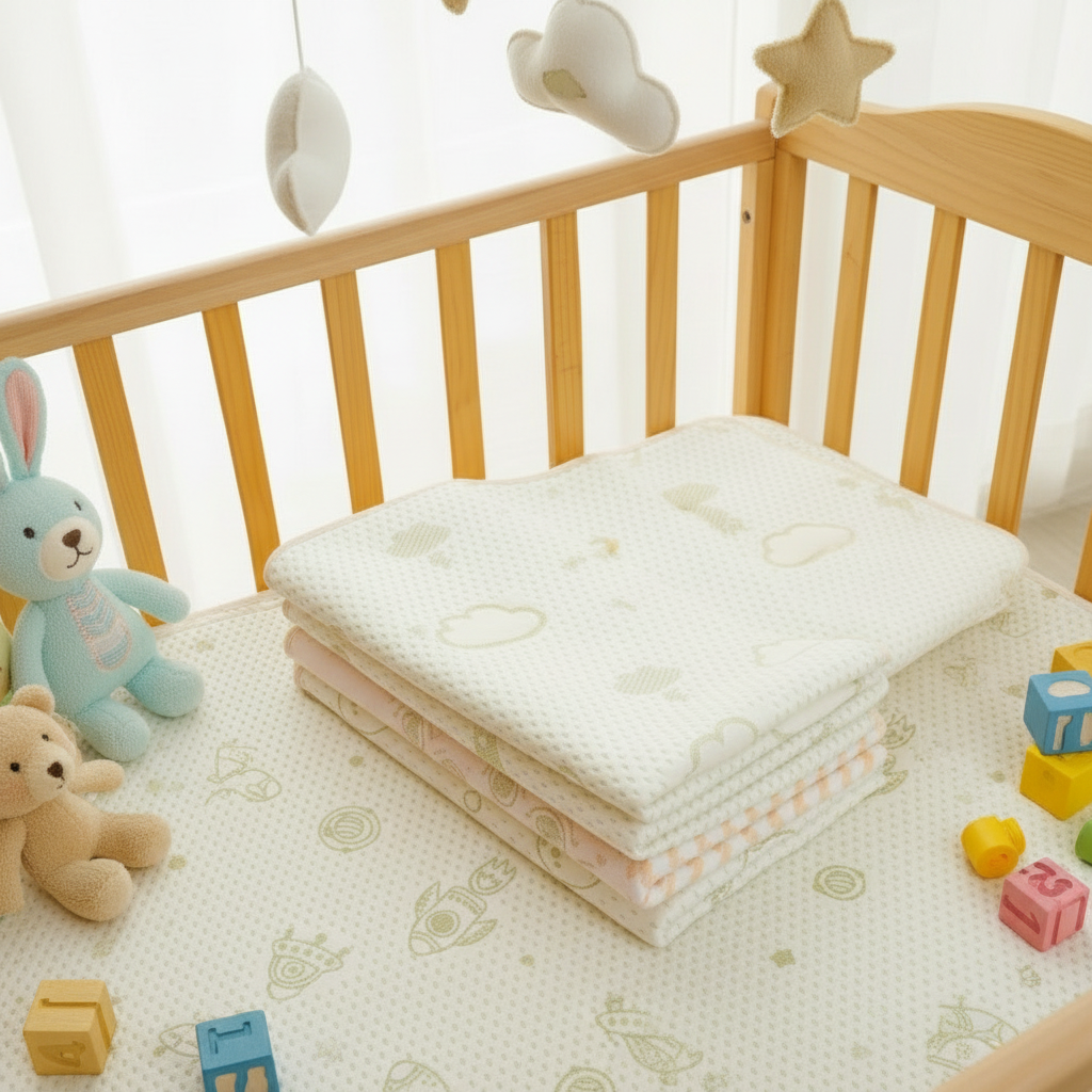 Waterproof mattress cover for children, ensuring dry nights for active toddlers, white