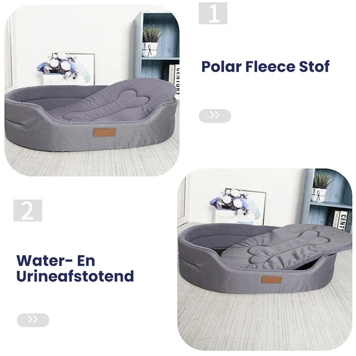 Waterproof orthopedic dog bed with a plush interior for ultimate pet comfort and joint support.