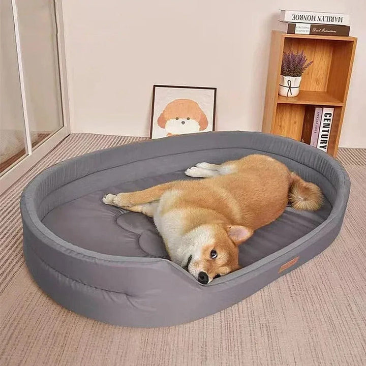 Comfortable dog bed: waterproof, orthopedic, plush, with a washable cover for pet hygiene.