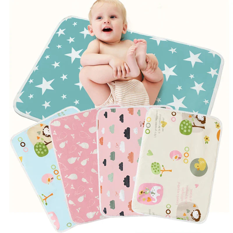 Soft cotton waterproof changing mat, ideal for baby diaper changes at home or on-the-go