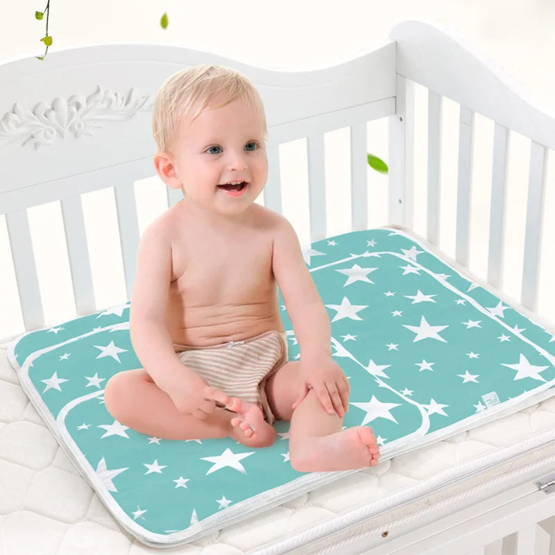 Travel-friendly baby changing mat, waterproof and reusable cotton for diaper changes