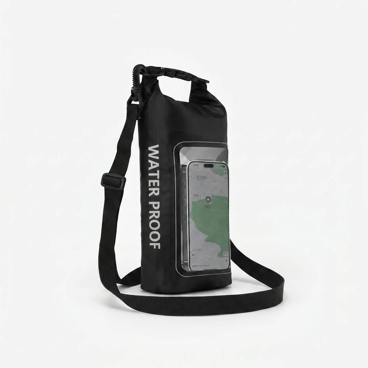Versatile waterproof dry bag for hiking, camping, and outdoor recreation with a phone window.