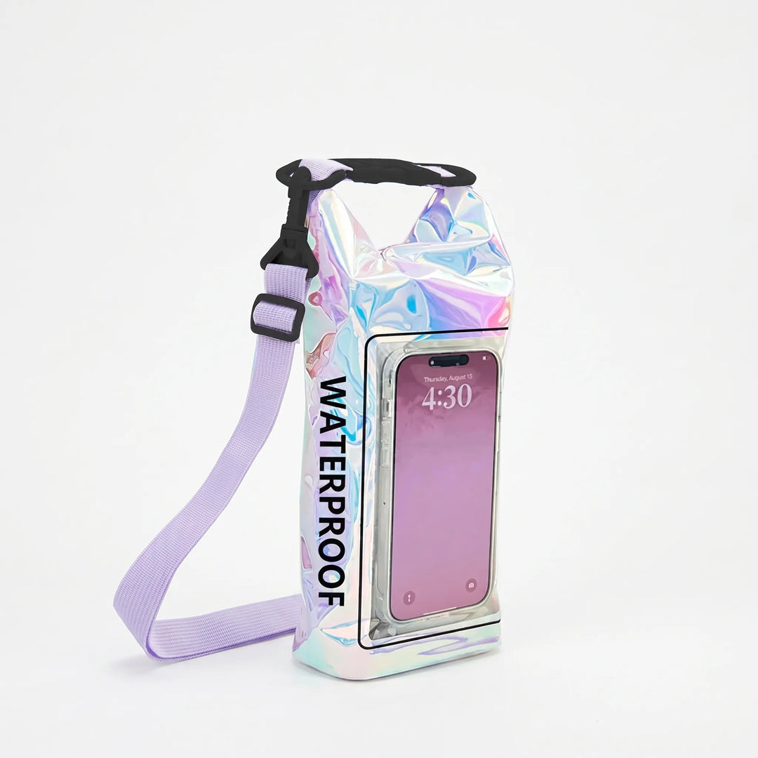 All-weather waterproof roll-top dry bag with protective phone window for year-round adventures.