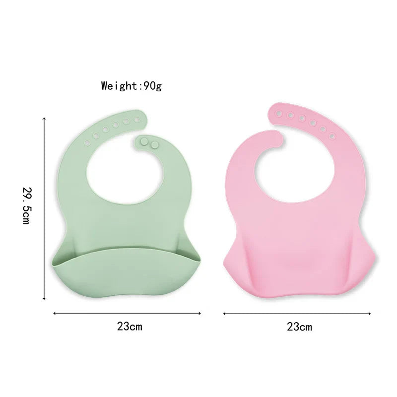 Unisex baby feeding bib, silicone and waterproof, with a cartoon lion.