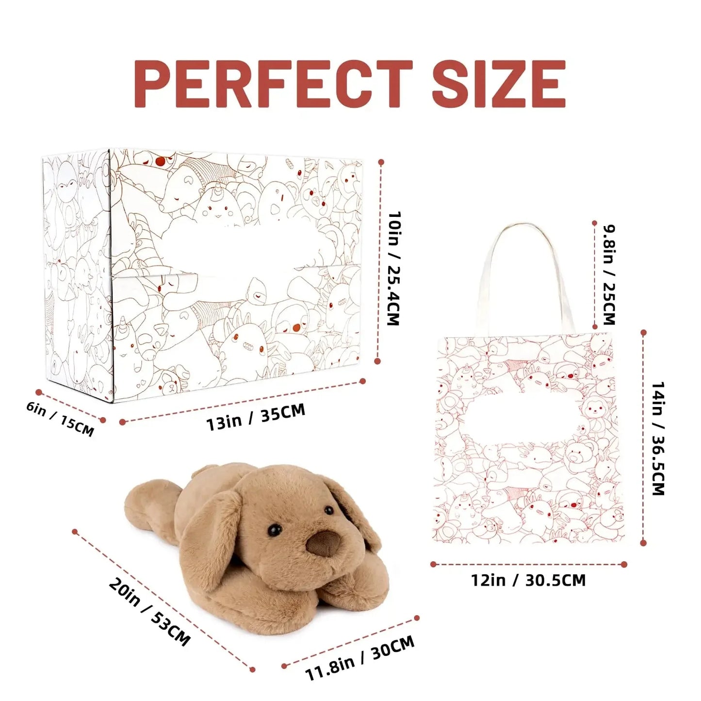 Close-up of a brown weighted dog stuffed animal, 50cm, designed for stress and anxiety relief