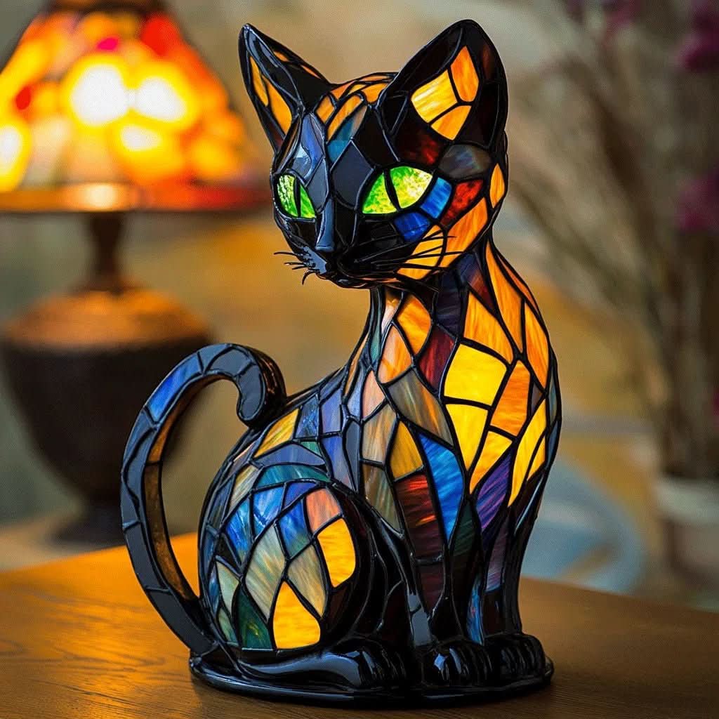 Whimsical cat LED night light, perfect for gentle ambiance in a kids room or bedroom.