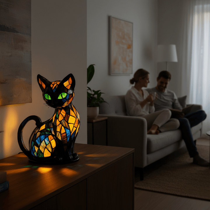 Cute cat LED night light, a decorative lamp and great gift idea for kids rooms or any bedroom.