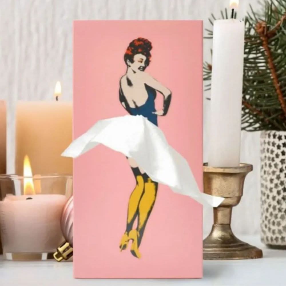 Pretty Whimsical Dancer tissue box cover. Enhance your home decor with this playful, creative home accessory.