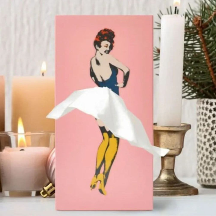 Pretty Whimsical Dancer tissue box cover. Enhance your home decor with this playful, creative home accessory.