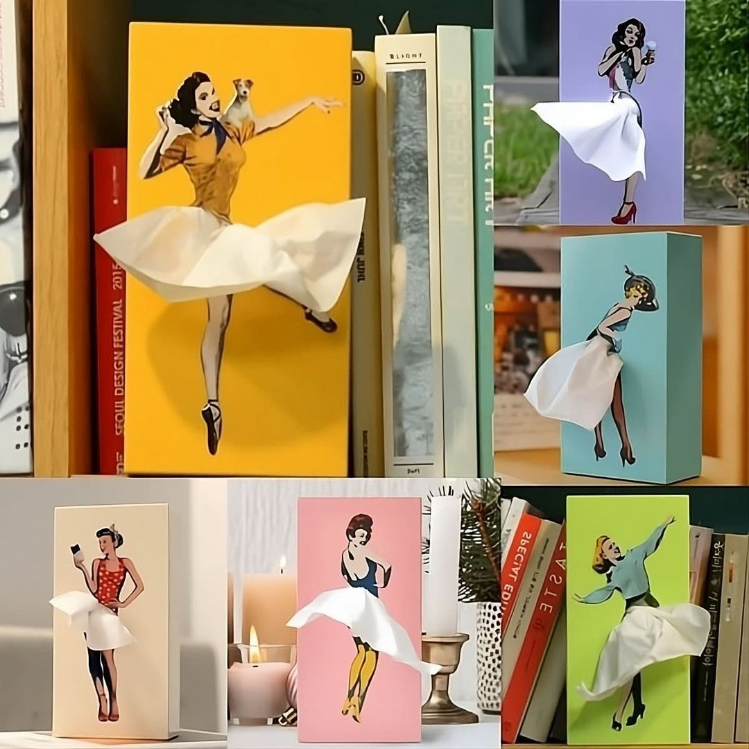 Creative Whimsical Dancer tissue box cover. A unique decorative storage solution for any room.