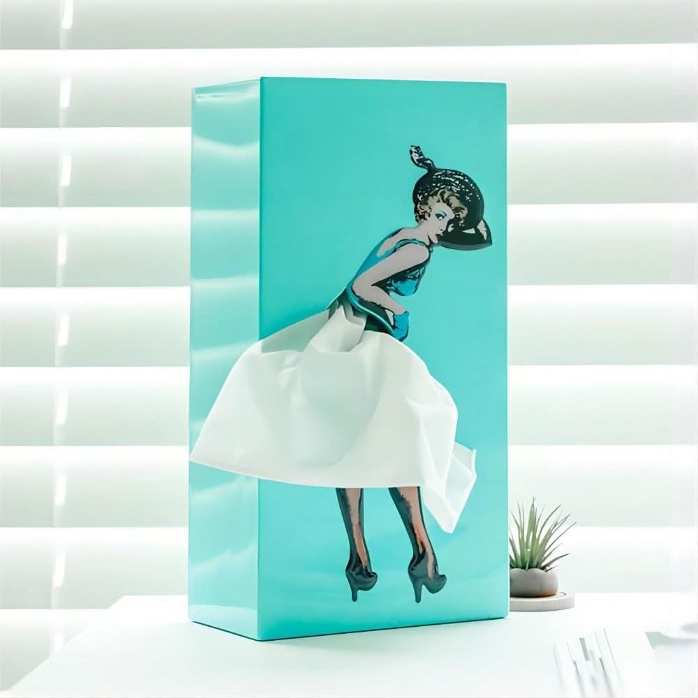 Elegant Whimsical Dancer tissue box cover, perfect for decorative storage in offices or living rooms.