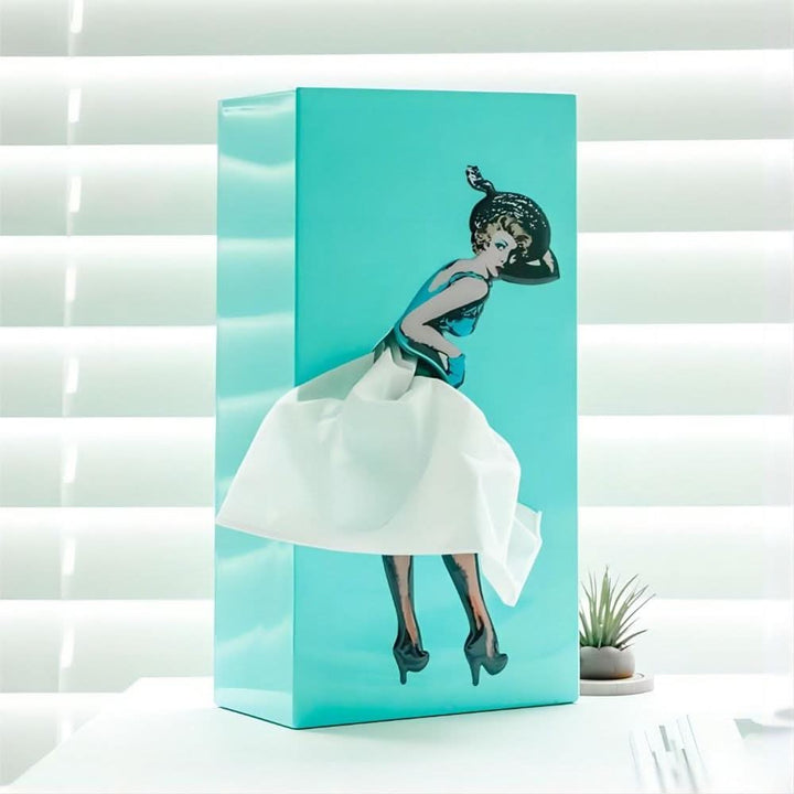 Elegant Whimsical Dancer tissue box cover, perfect for decorative storage in offices or living rooms.