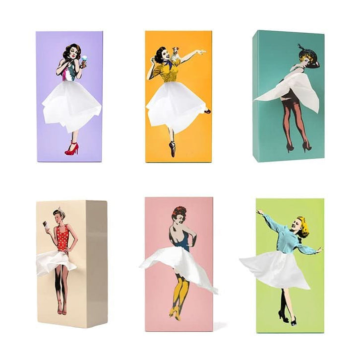 Stylish Whimsical Dancer tissue box organizer. A creative home accessory adding whimsical charm to any space.