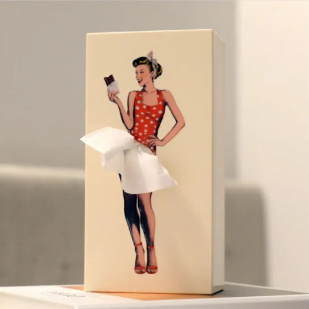 Artistic Whimsical Dancer tissue box cover. Enhances home decor with a playful, creative touch.