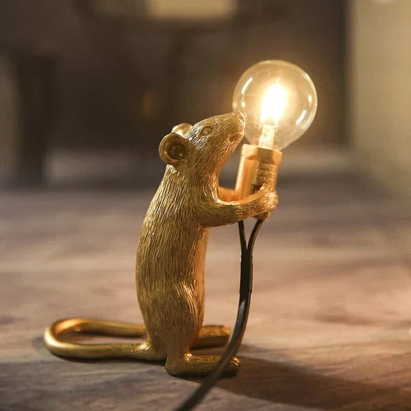 Whimsical lighting mouse lamp, a charming home accent perfect for shelves, desks, or nightstands.