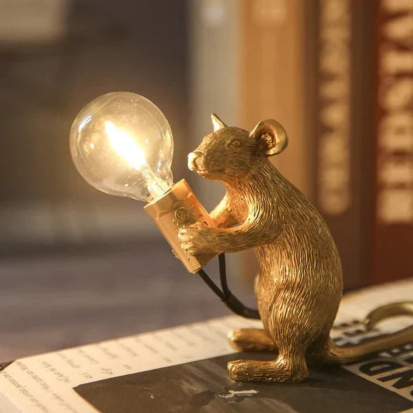 Charming white mouse novelty light, a whimsical home accent for enchanting and cozy spaces.