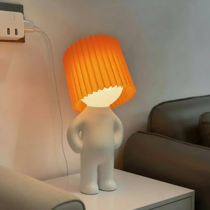 Colorful LED mood light; whimsical, modern table lamp, energy-efficient room accent for home decor.