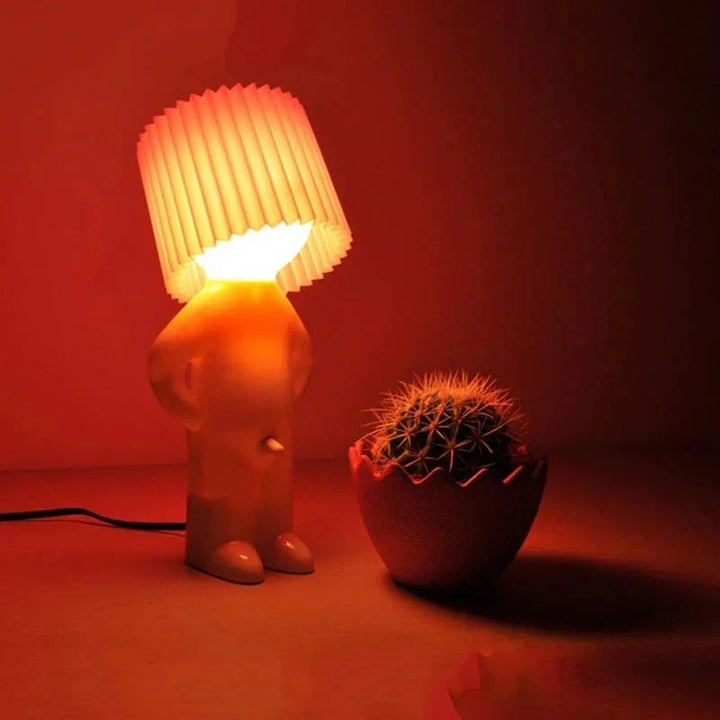 Modern LED lamp; whimsical, energy-efficient lighting, colorful accent for any room decor.