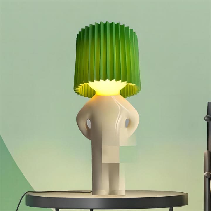 Whimsical LED mood lamp; colorful light, modern design, ideal room accent for home decor.