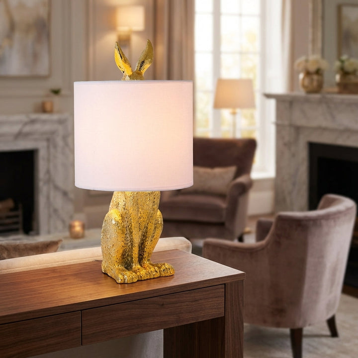 Whimsical Noctebelle Masked Animal Accent Lamp. Unique resin table lamp for modern home decor & ambient lighting.
