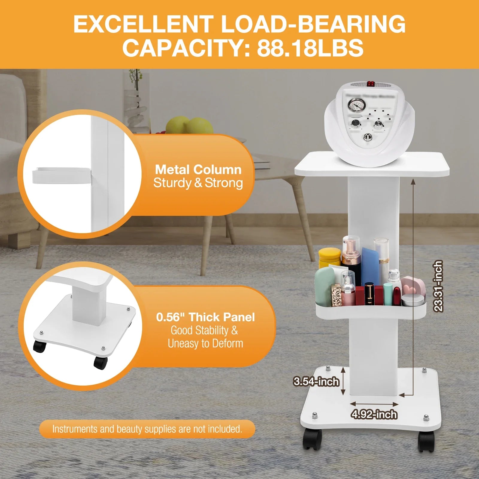 Unisex multifunctional 3-tier utility cart in white, ideal for nursery storage and home decor.
