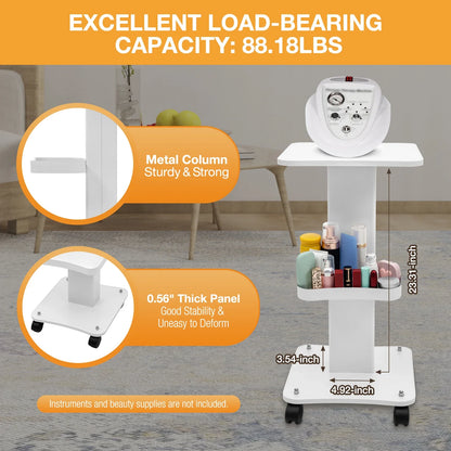 Unisex multifunctional 3-tier utility cart in white, ideal for nursery storage and home decor.