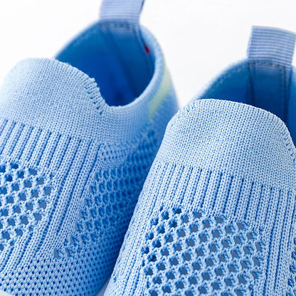 Sole of baby mesh sneakers, highlighting the non-skid pattern for safety