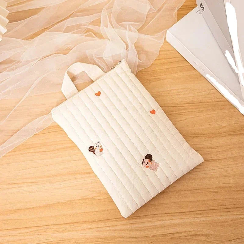 Cute baby cotton embroidered bag, featuring a charming animal motif for stylish parents