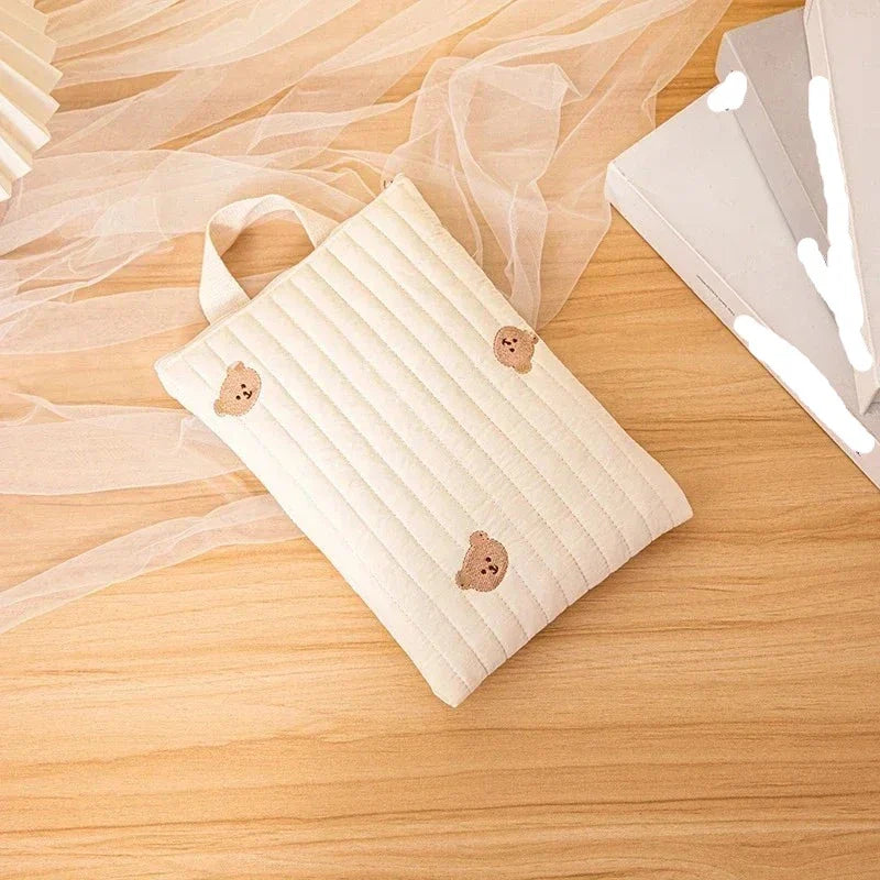 Embroidered baby diaper bag, made from natural cotton, eco-friendly and cute baby accessory