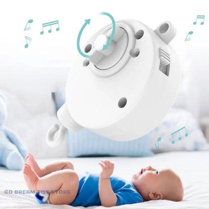 Versatile baby mobile holder with music box, designed for cribs, strollers, and playards